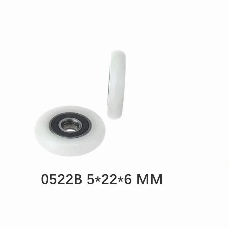 2 Pcs Outer Ball Plastic Bearing Nylon Roller Hanging Wheel Shower Room Special Pulley 0522B 5*22*6 MM