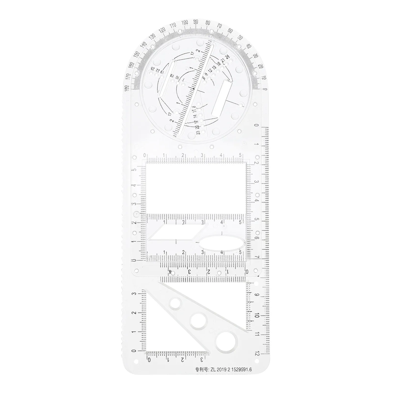 Geometric Drawing Ruler Set Premium Plastic Drafting Template for Ellipse Rectangle Patterns Examination School Supplies view 5