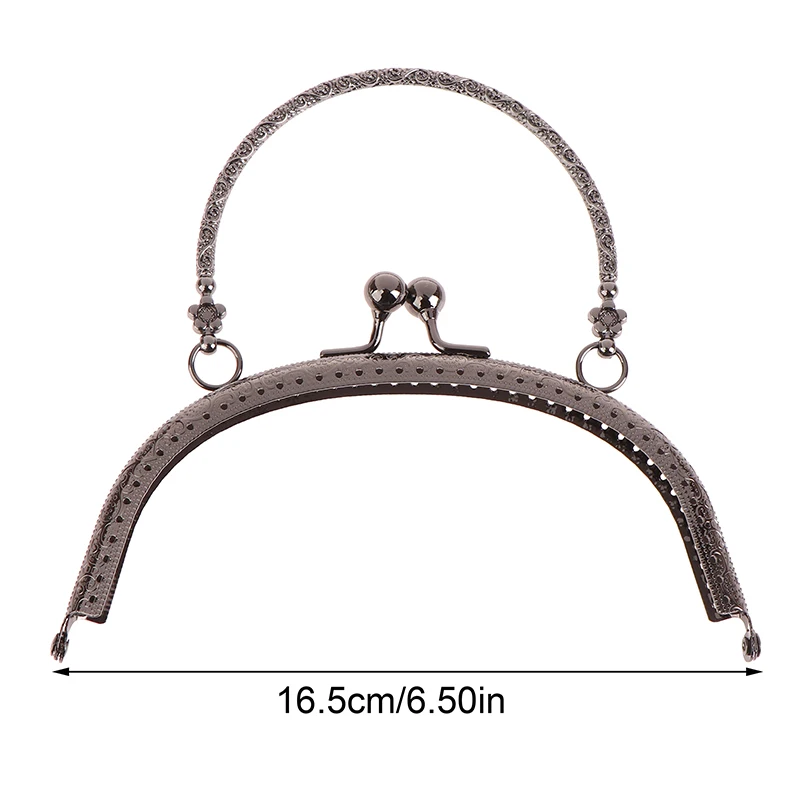 1Pc 16.5CM Arc Vintage Embossing Metal Frame Clasp Arch Lock For Bags Clasp With Handles Bag Wrist Frame Support Accessories