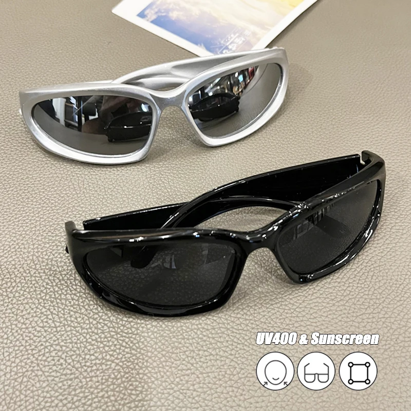 

Y2K Retro Sunglasses Fashion Hip Pop Punk Korean Style Oval Car Eye UV400 Shades For Men Women