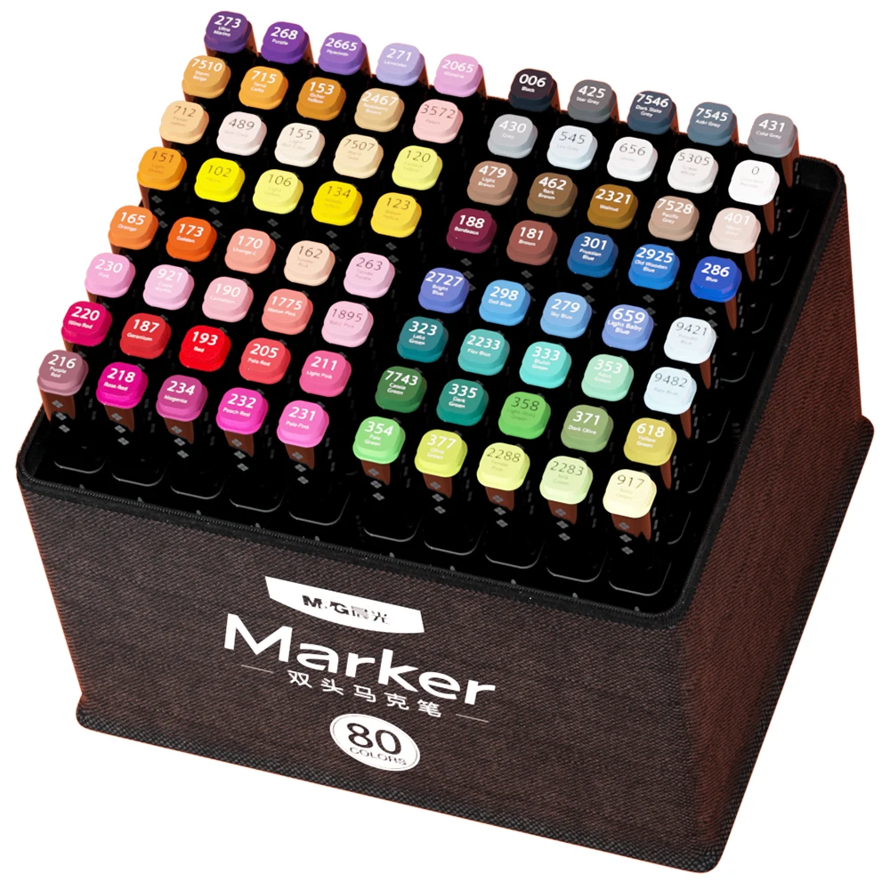 M&G 80 Colors Art Markers with Case Set Dual Alcohol Based Ink Markers for Coloring Sketching Drawing Gifts