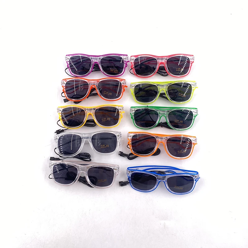 New 10 Colors Glowing Decor Costume  Accessory  Neon Light Sunglasses With LED Luminous Glasses Lighting Up In Dark Performance