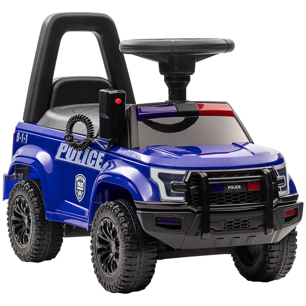 

Aosom Kids Push Ride On Car with Working Horn Police Truck Style Foot-to-Floor Sliding Car for with Under-Seat Storage