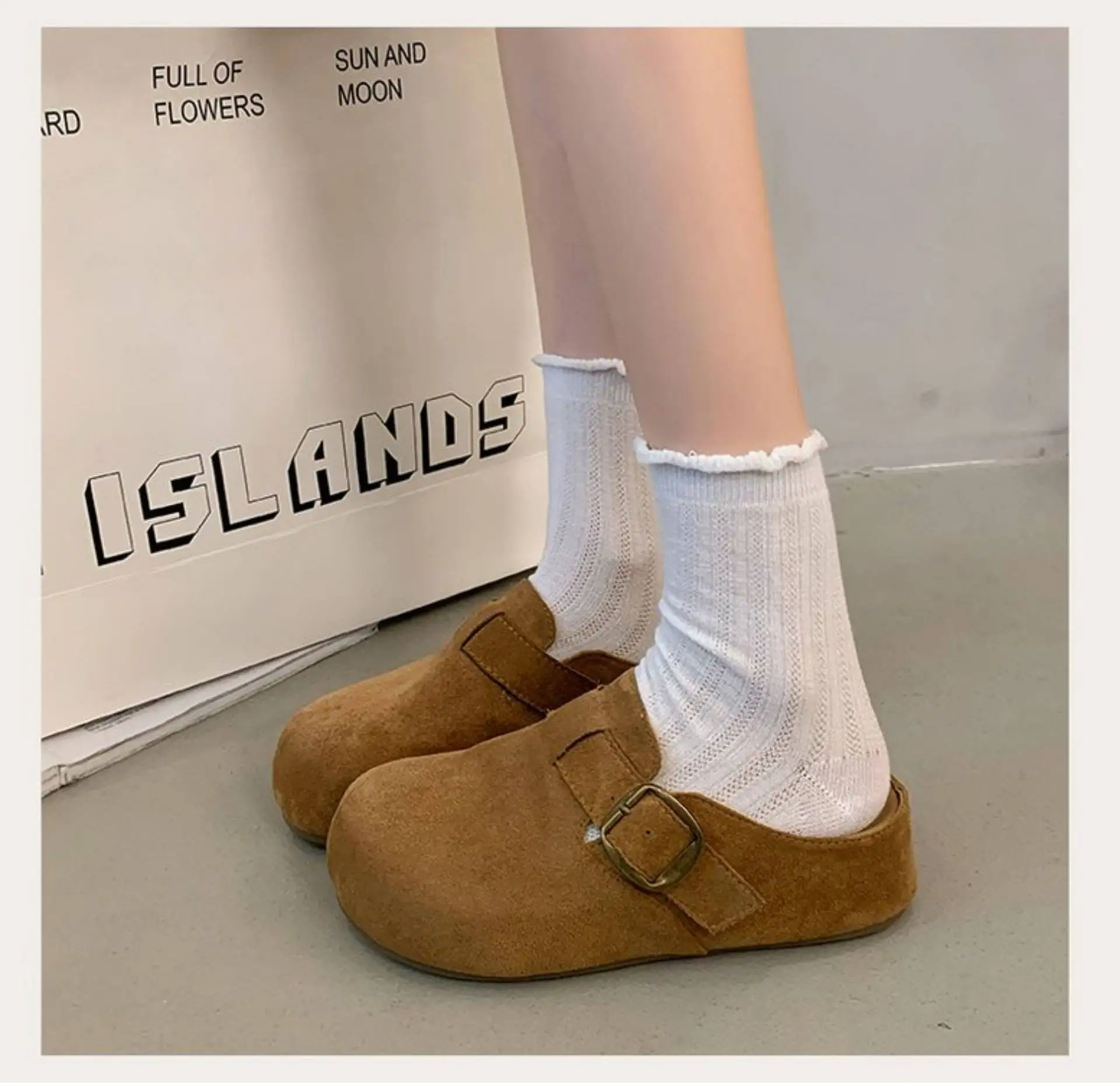 2026 Kork-Wildleder-Pantoffeln für Damen, Modische Clogs, Klassische Kork-Antirutsch-Outdoor-Pantoffeln mit Fußgewölbestütze – Detail 9