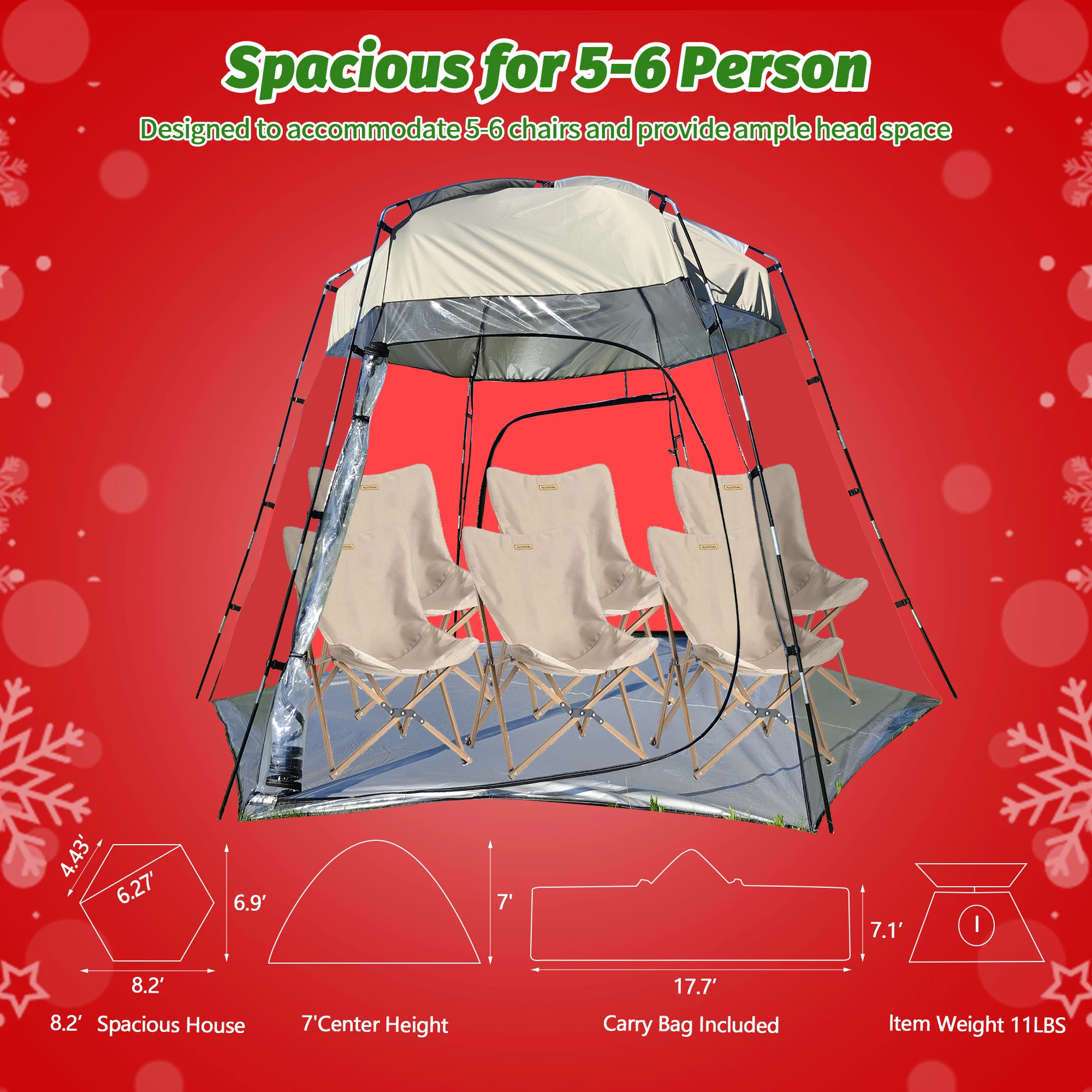 المحمولة عيد الميلاد واضح خيمة PVC يندبروف مقاوم للماء الأسرة الدافئة في الهواء الطلق غرفة الشمس فقاعة منزل شفافة مأوى دافئ #6