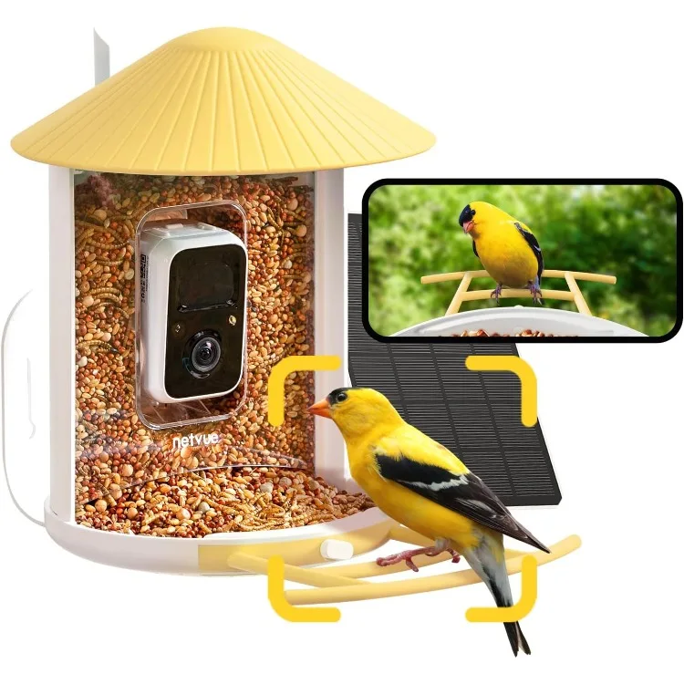 

AI Smart Bird Feeder with Camera Solar Powered, Lifetime AI Auto Capture Each Bird Come & Identify 6000+ Bird Species, Cloud