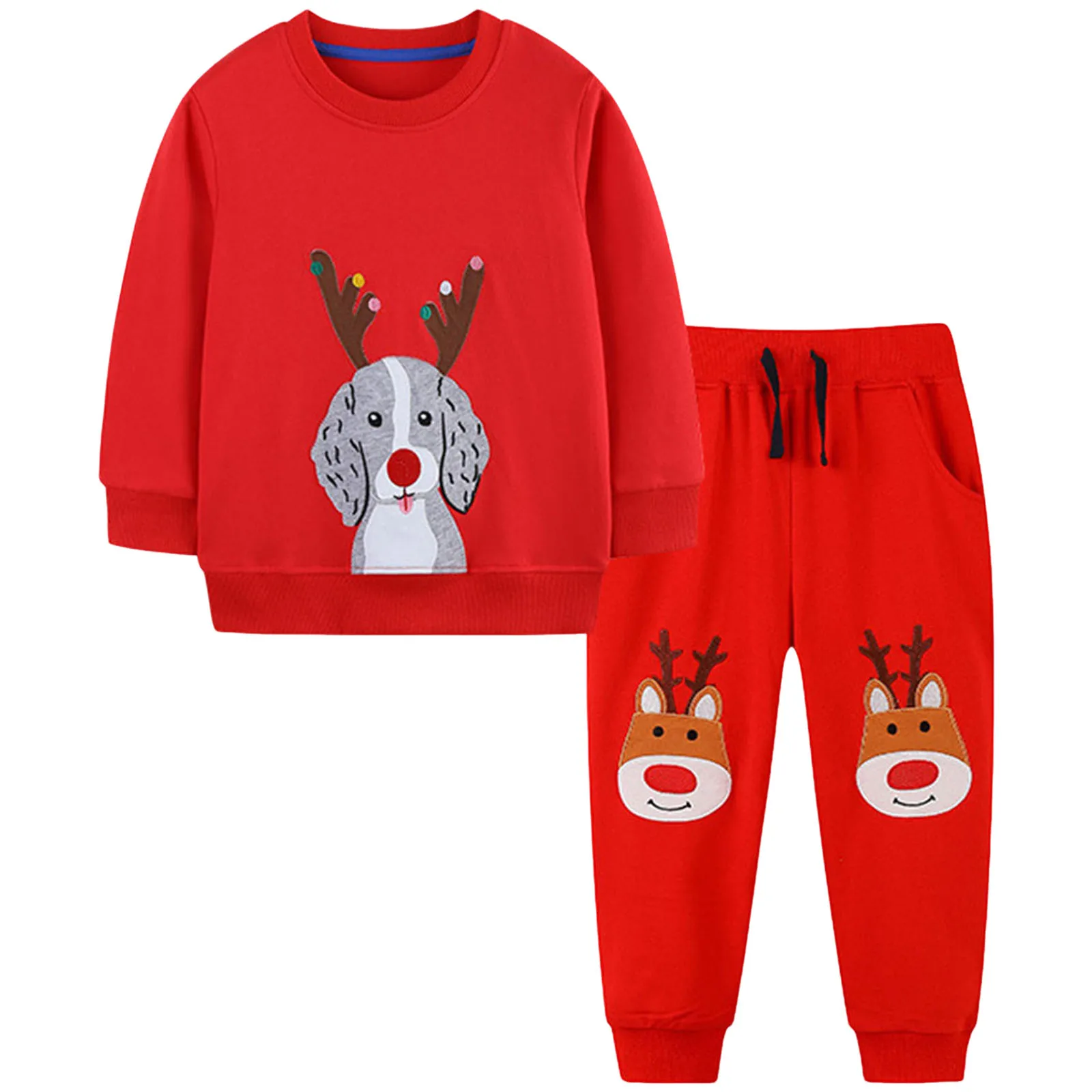 

Bow Tie Toddler Outfit Boys Sweatpants Suit Christmas Cartoon Embroidery Comfortable Skin Friendly Fashionable Sweatshirt Boy 4