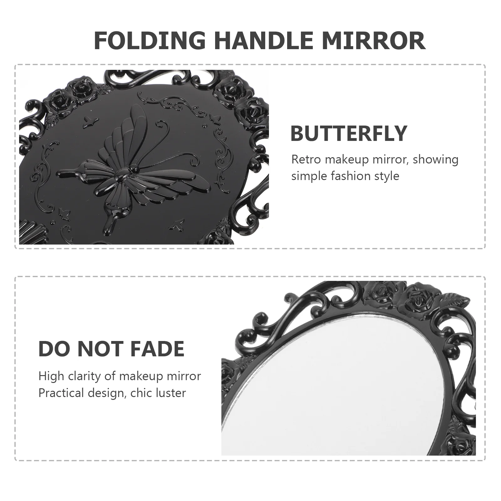 Miroir de maquillage avec poignée pour femme, lumière florale, vanité rétro, voyage, princesse, déterminer