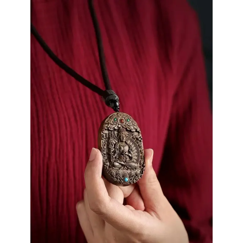 

Natural Buddha Lucky Pendant Zodiac Guardian Charm Sink Costustoot Buddha Necklace Amulet