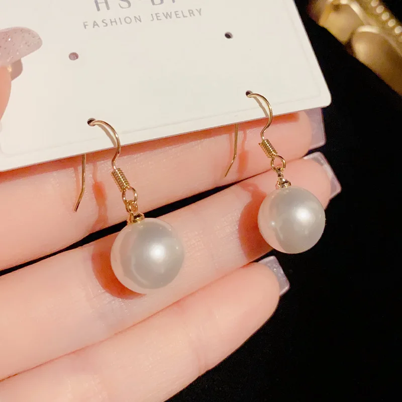 Round Imitation Pearl Drop Earrings for Women Pendientes Waterdrop Pendant Ear Jewelry Trend Creative Accessories