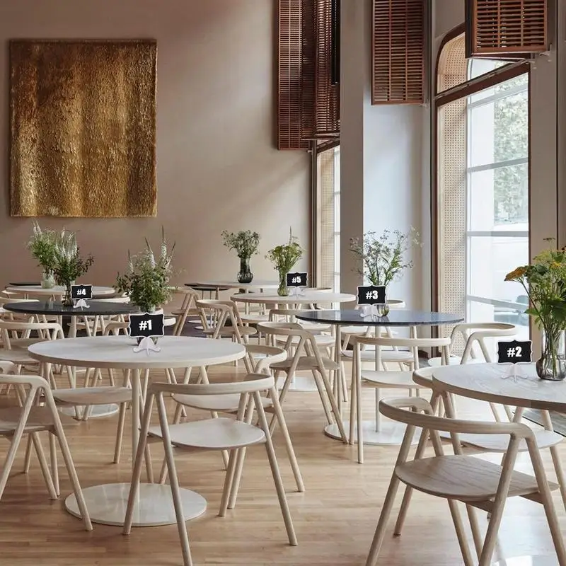 Tanda papan tulis untuk makanan 10 buah label makanan dengan dudukan untuk pesta meja prasmanan papan tulis meja kayu untuk nomor meja