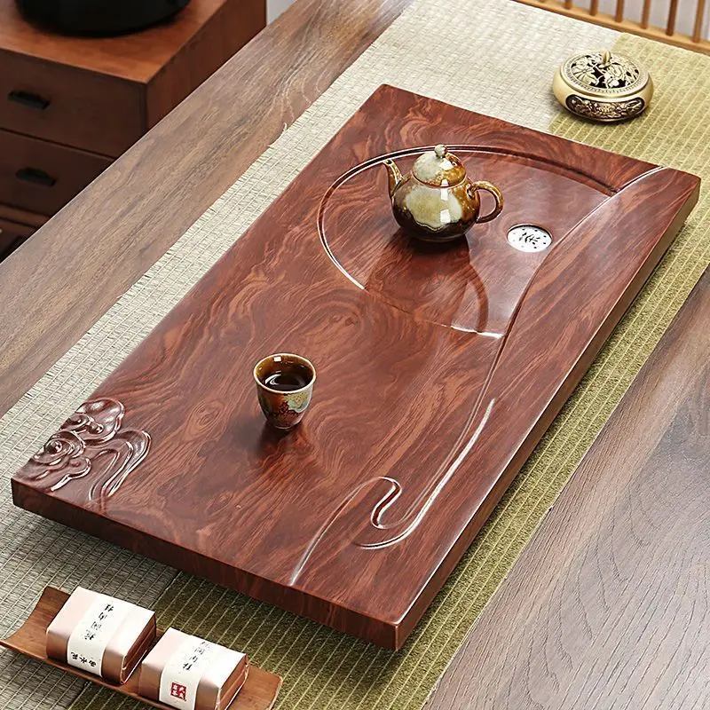 Luxury Large Tray Rectangular Wooden Chaban Bubble Gongfu Solid Wood Tea Tray Chinese Bandeja Decorativa Office Accessories