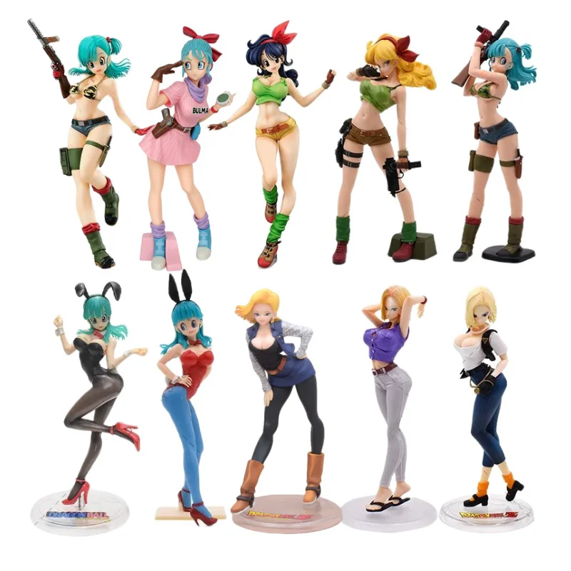 Kawaii DBZ Bunny Girl Bulma Buruma Videl Lunchi Lunch Chichi Android 18 Lazuli Glitter & Glamours Action Anime Figure Model Toys