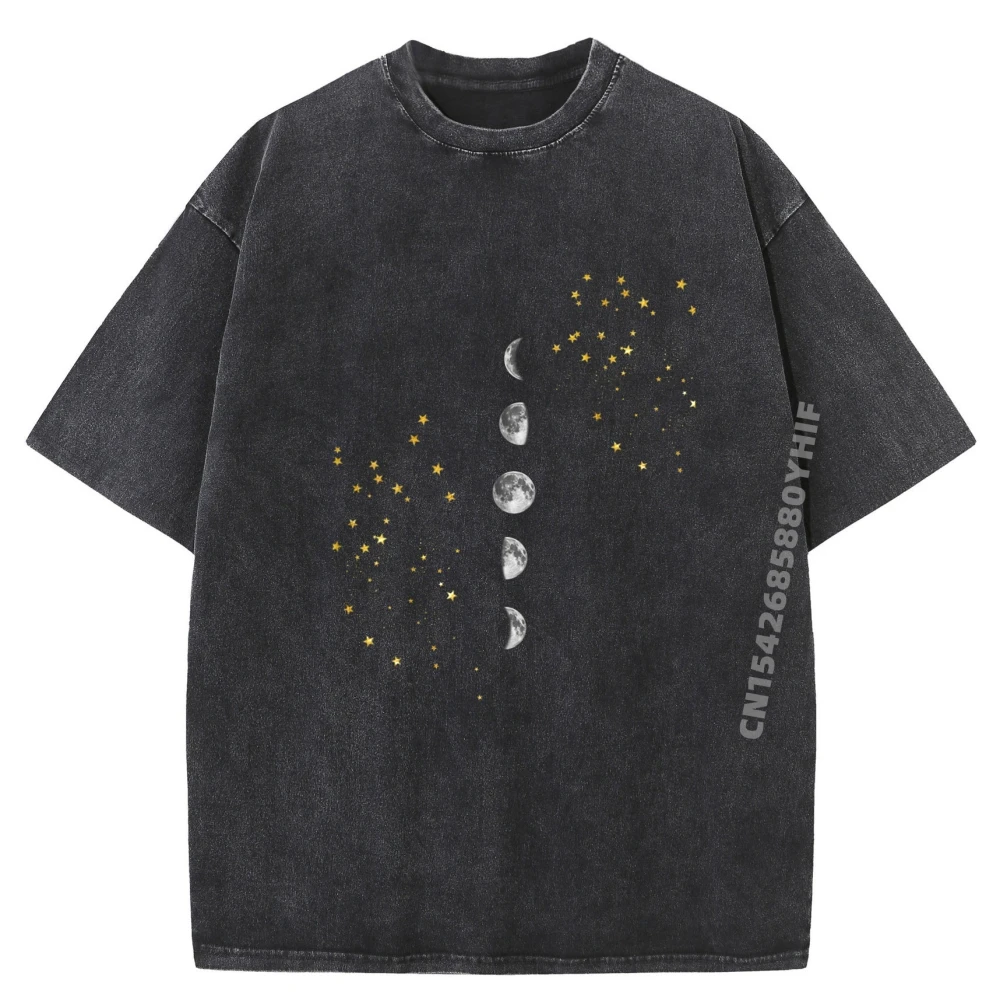 

Full Moon Phases Of Moon Lunar Phases Space Stars Big And Tall Washed T Shirts Mens Camiseta Masculina Gothic Style