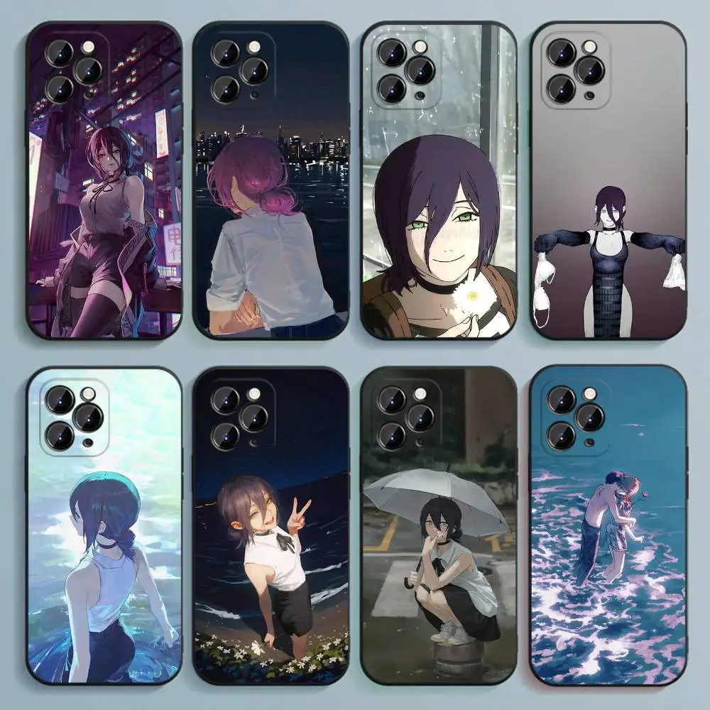 C-체인소맨 R-레제 아이폰 17,16,15,14,13,12,프로,맥스,플러스,E,SE4,에어,미니용 블랙 소프트 커버 폰 케이스