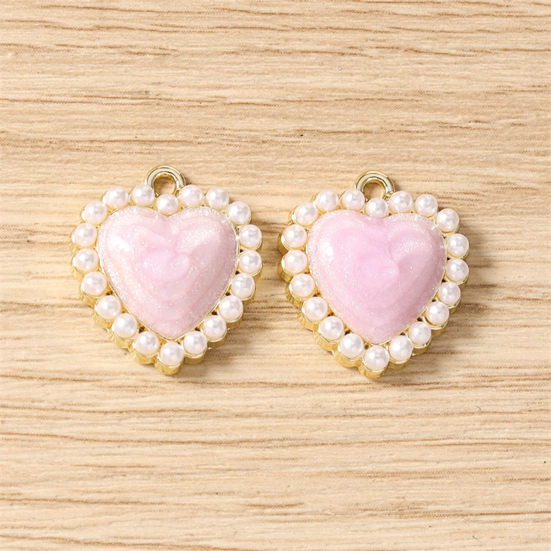 5 Stück niedliche, bunte, gemischte Metall-Herzanhänger für die Schmuckherstellung, Halsketten, Ohrringe, Armbänder, DIY-Bastelarbeiten und Accessoires – Detail 10