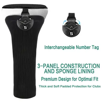 Coprimazze da golf per ibridi di legni, confezione da 1/2, coprimazze protettivi con etichette intercambiabili. 10 best sales copritesta in legno - №1