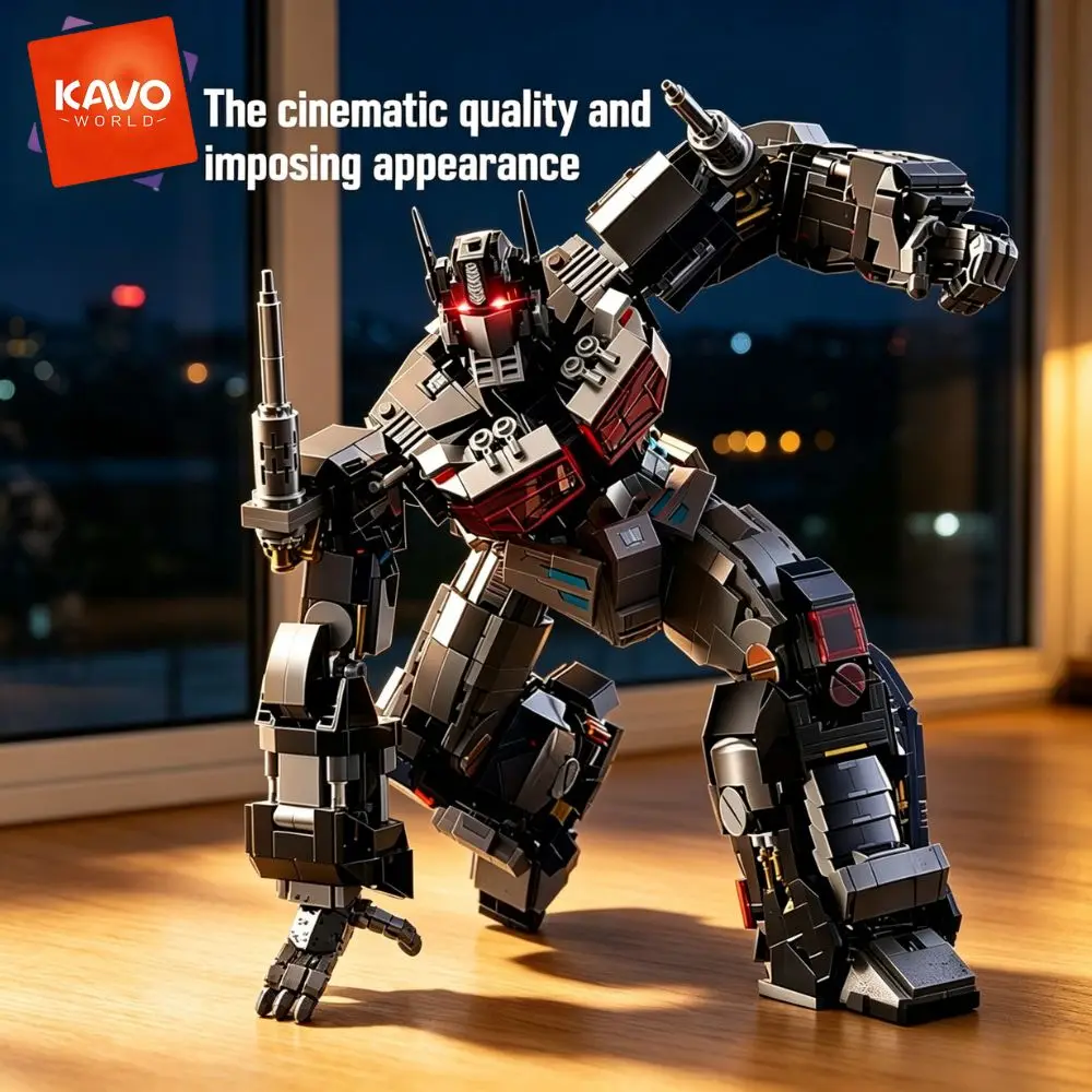 KAVOWORLD 2045pcs Future Mecha Robot Building Blocks Toy Set Technical Premium Dark Posable Sci-Fi Mech Warrior Action Figure Bricks Kit with LED Light Up Rotating Joints Collectible Display Toy Christmas, birthdays, Halloween, Thanksgiving New Year Gifts