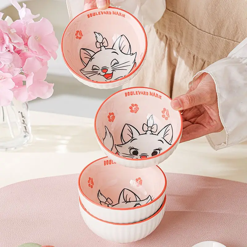 Picture 5: Disney 4pcs/set household cartoon mary cat ceramic rice bowl kitchen tableware rice bowl cute ceramic tableware girl tableware