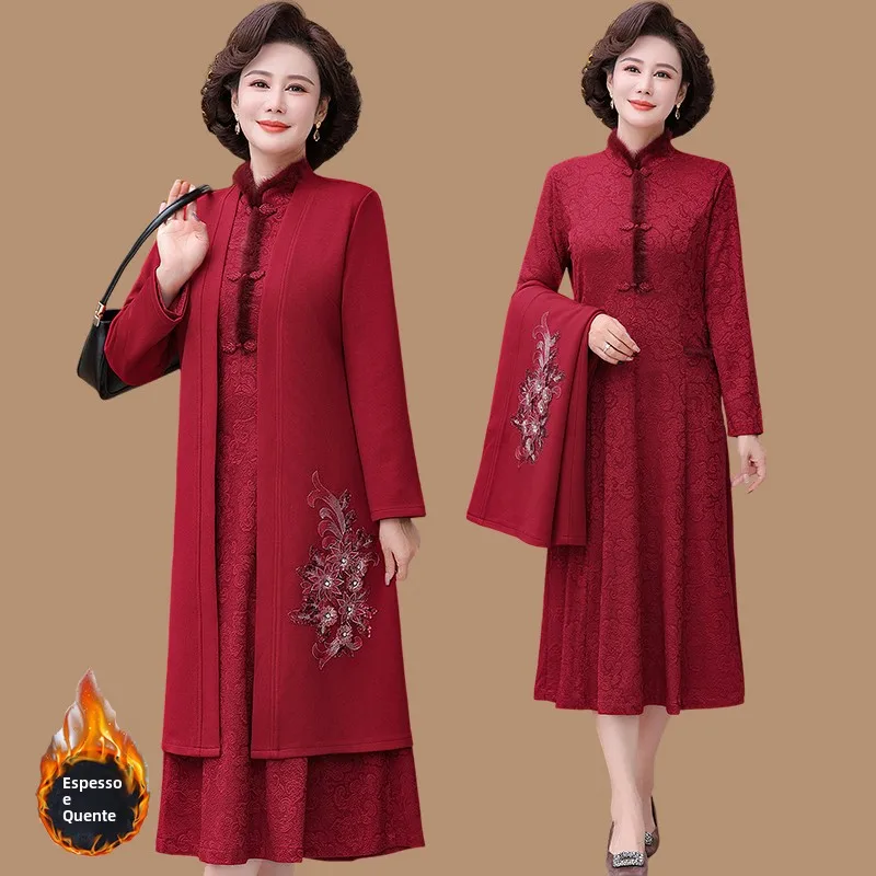 ele-thiened-fce-wedding-dr-two-piece-set-for-mommy-autumn-winter-wedding-banquet-high-end-faion-plus-size