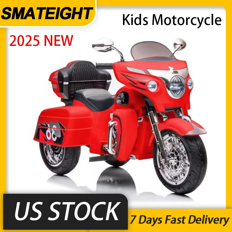 

Two-Seat Kids Electric Motorcycle 12V Battery Powered Ride-On Motorbike Ages 3-8 3-Wheel Design Indoor/Outdoor Play