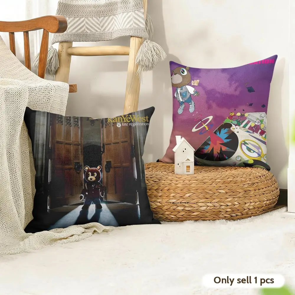 Rapper Singer K-Kanye West Cushion Cover Organic Linen Square Pillow Case Durable Non-Allergenic And Kind To Skin