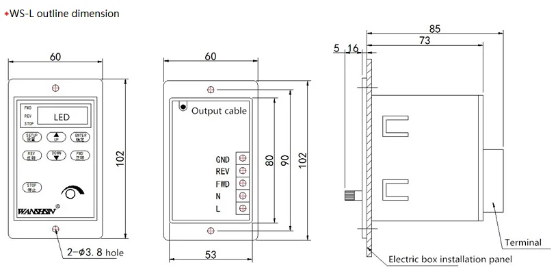 WANSHINE-Micro Gear AC Motor Redutor, Controlador De Velocidade