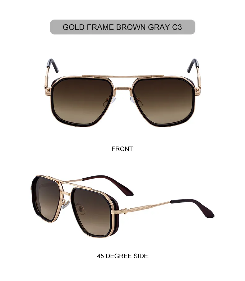 Übergroße quadratische Steampunk-Sonnenbrille für Herren, 2026, Luxusmarke, Vintage-Doppelstrahl-Metall-Sonnenbrille, trendige Outdoor-Fahrbrille – Detail 17