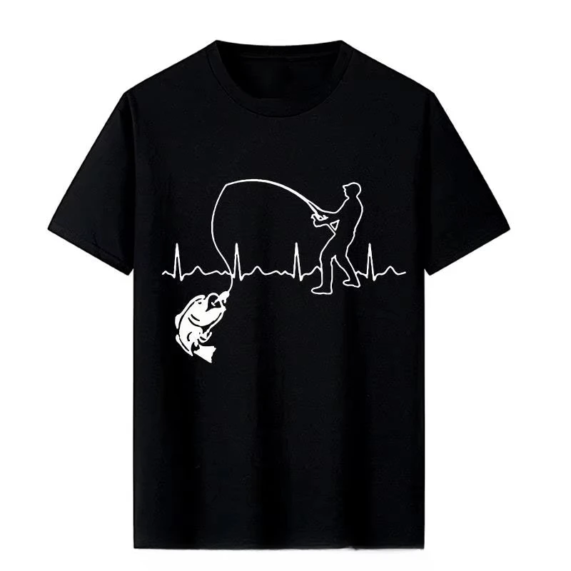 

Fishing-themed printed Tshirt Fishing,outdoor activities, leisure pursuits Men'ssummer shortsleeved roundneck Tshirt 100% cotton