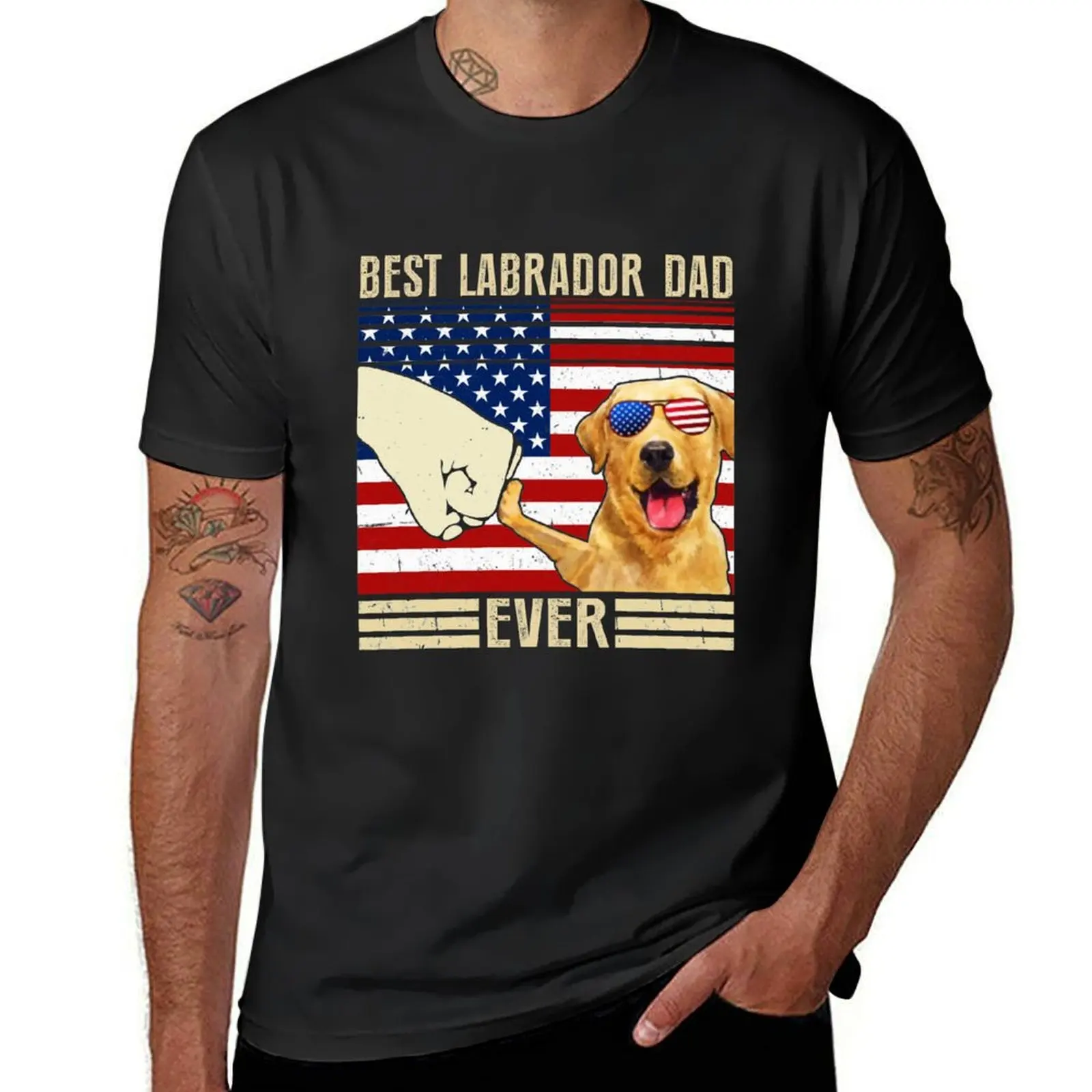 Best Labrador Dad Ever American Flag 4th of July T-Shirt anime clothes quick-drying oversized for a boy fitted t shirts for men