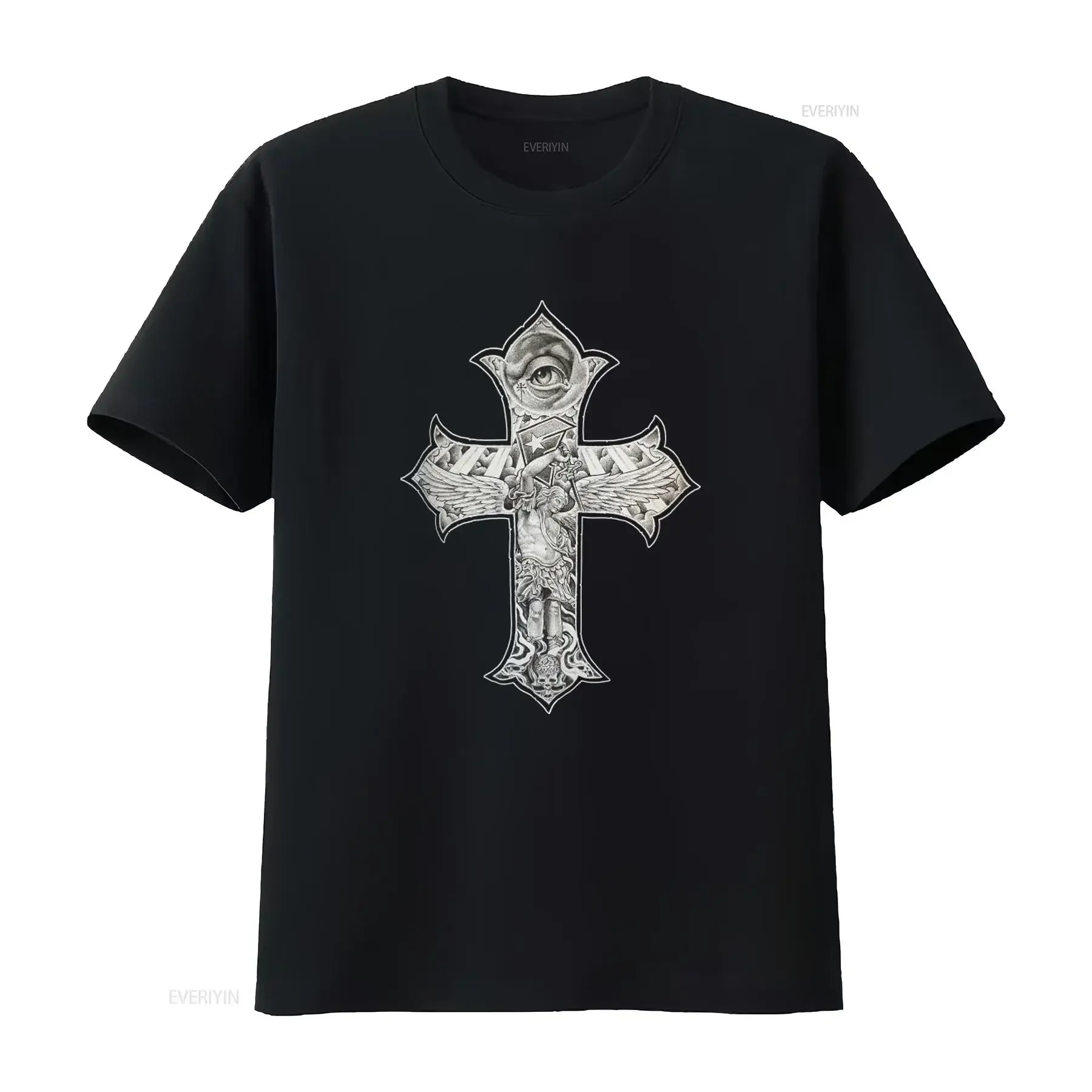 FAMOUS STARS STRAPS Franco Vescovi Tattoo Design T Shirt Rise Above Black S NEW vintage Washed streetwear Stylish Stretched