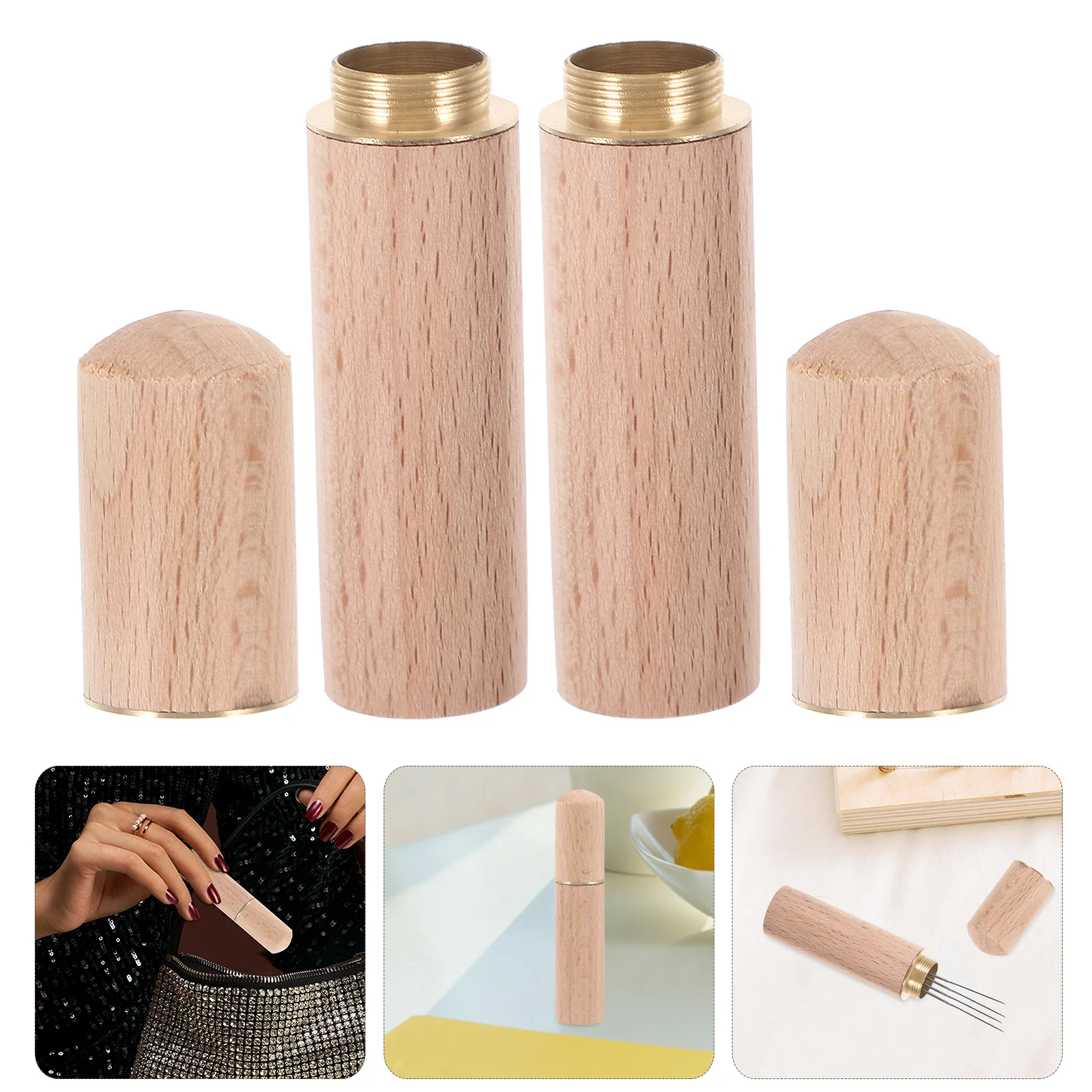 

2pcs Wooden Toothpick Canisters Storage Containers For Needles Thread Small Sundries Organizer Home Kitchen Restaurant Use