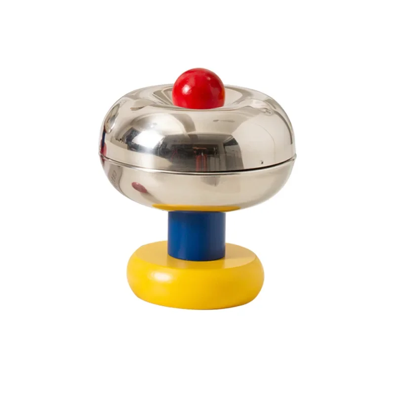 Stainless steel ashtray metal solid wood decorative ornament Nordic