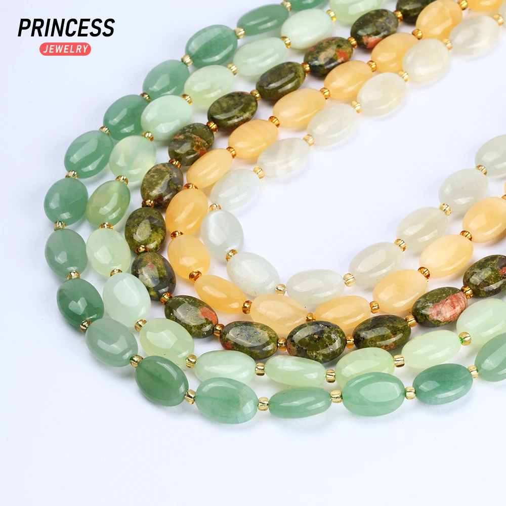 

Moonstone Jade Aventurine 10*14mm Natural Oval egg-Shaped Loose Spacer Beads For Jewelry Making Bracelet Necklace Charm