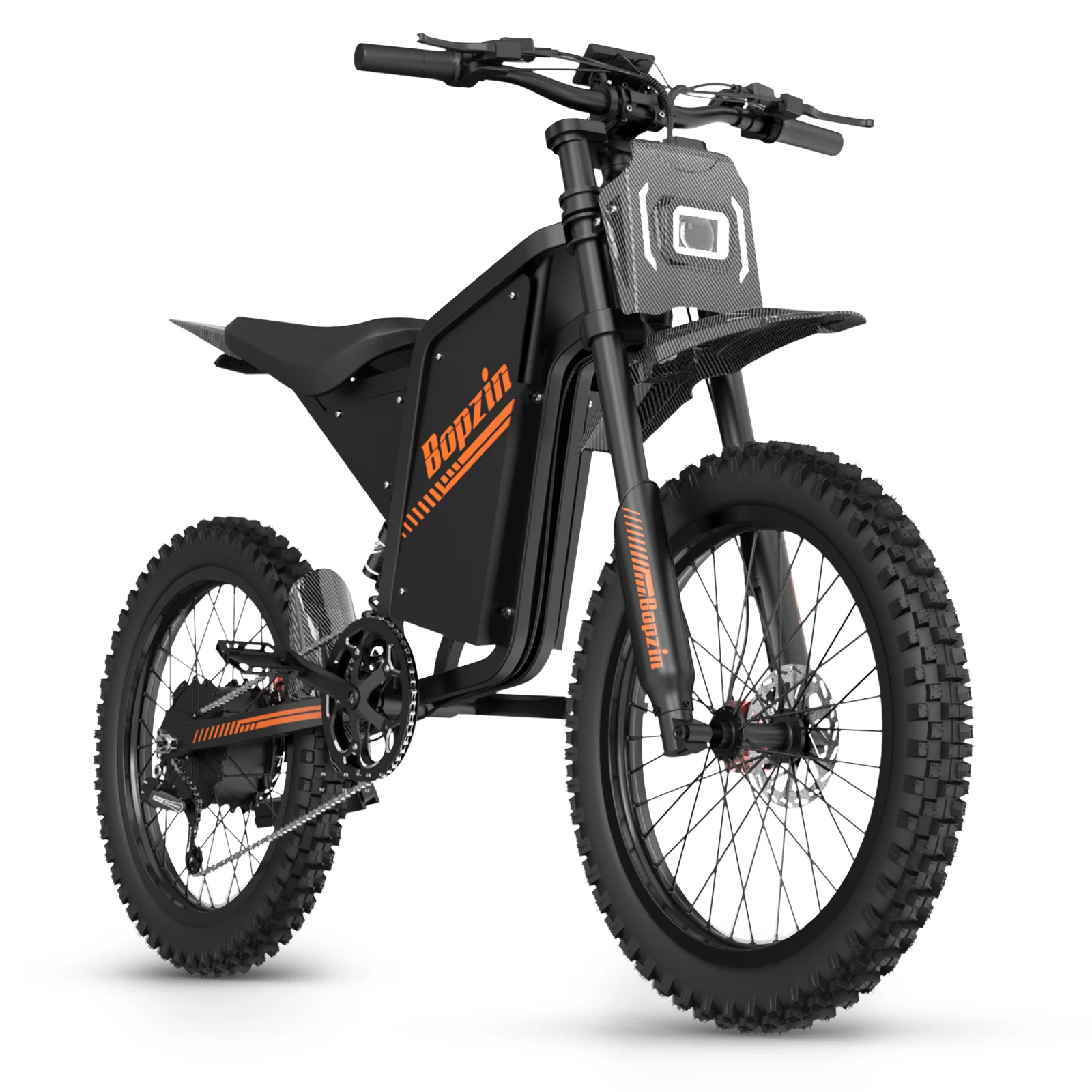 Bopzin Peak 3000W Q8 Electric Dirt Bike for Adults 45MPH 25’’ Fat Tire Battery 60V 35AH Off-Road Mountain Bike