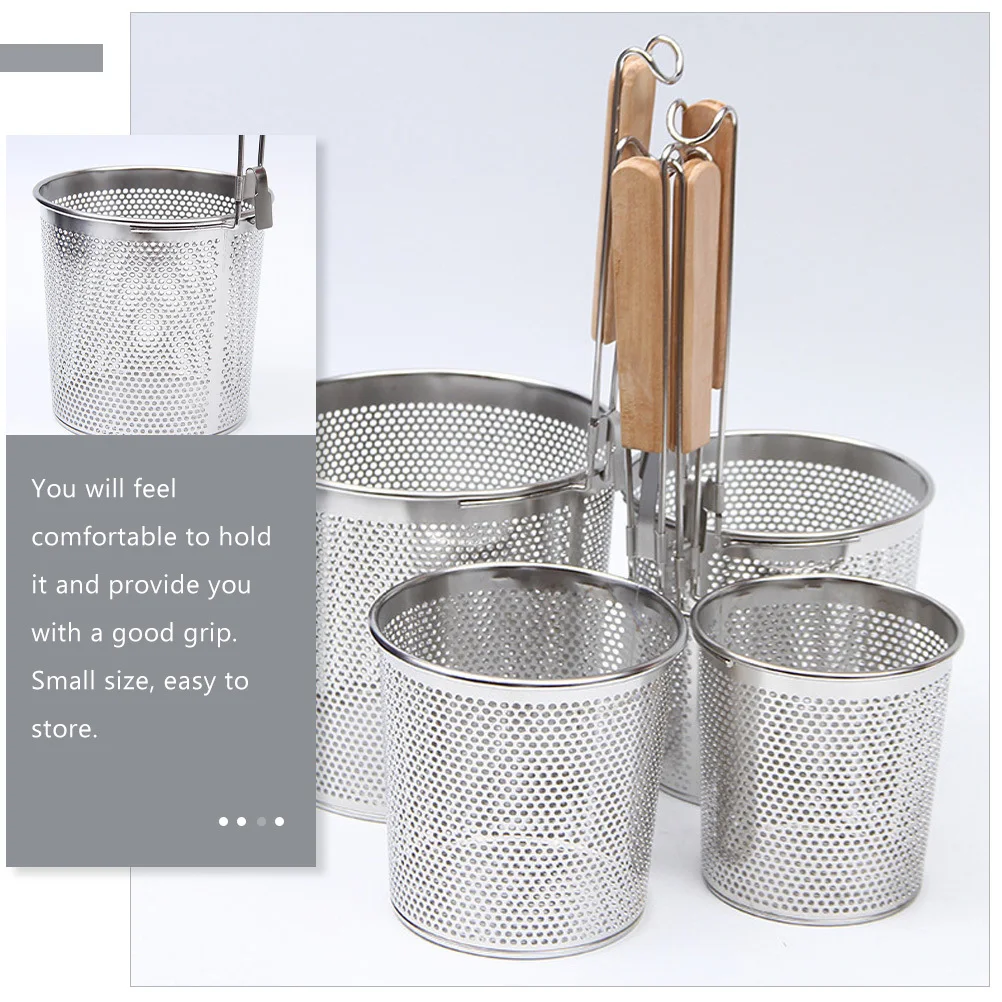 

2Pcs Stainless Steel Noodle Strainer Pasta Colander Heat Resistant Strong Grip Cooking Kitchen Tool Pasta Strainer with Handle
