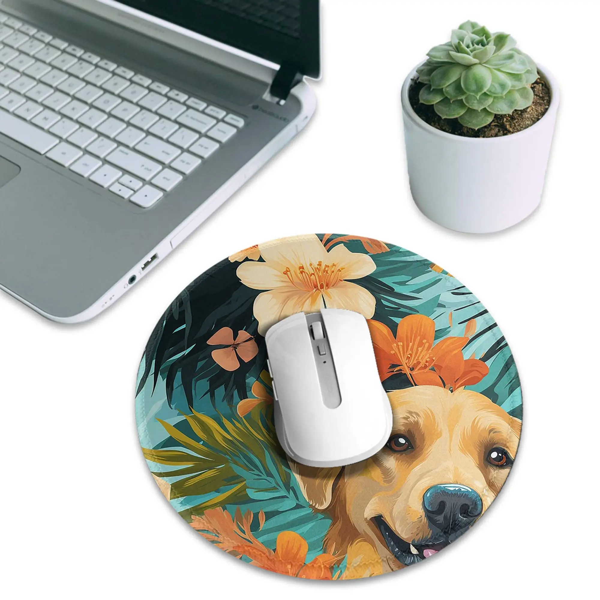 Golden Labrador Retriever Dog Tropical Mouse Pad Computer Keyboard Mouse Mat Gamer Laptop Desk Mat Office Accessories Table Mats