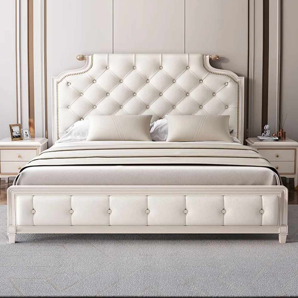 Luxury New Arrival Hotel Bed American Style Bedroom Furniture Leather Queen Size Bed Frame With Storage