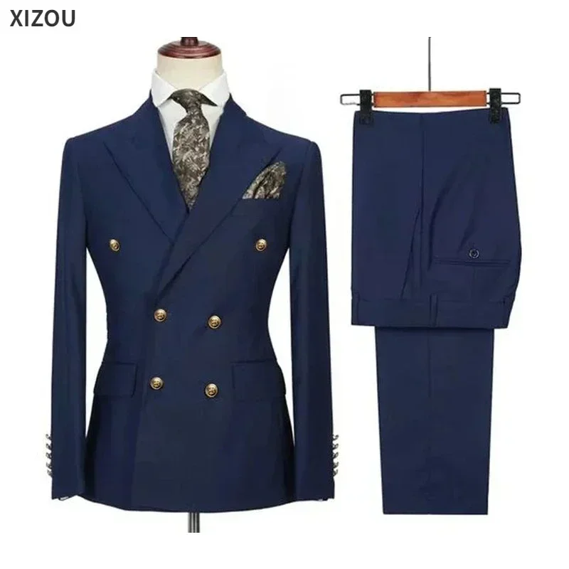 Suits For Men 2 Pieces Set Wedding Luxury Elegant Blazers Closure Collar Party Classic Full Jackets Pants Without Accessories