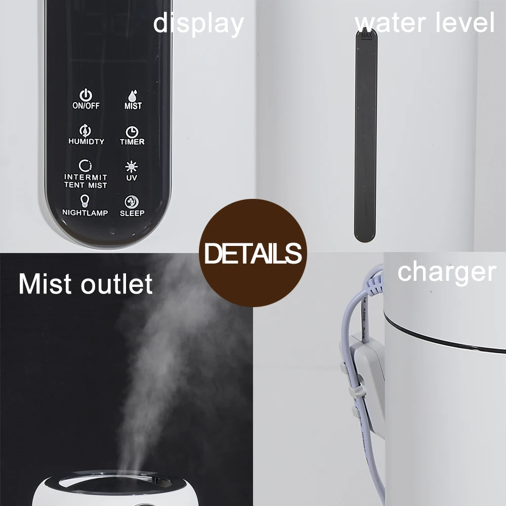 رائجة البيع 8L كبيرة مرطبات ضباب بارد المرطب فائقة الهدوء أعلى ملء المياه مرطب بالموجات فوق الصوتية