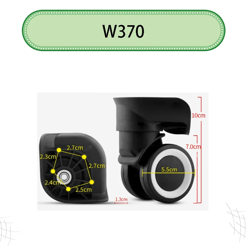 For W370 Quiet Luggage Wheels Replacement 360° Rotation TPU Heavy Duty Suitcase Repair Accessories Universal Fit