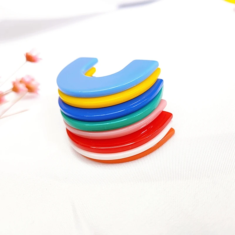 DIY candy color geometric C-shaped semi-circular acrylic patch jewelry earrings accessories material 6pcs