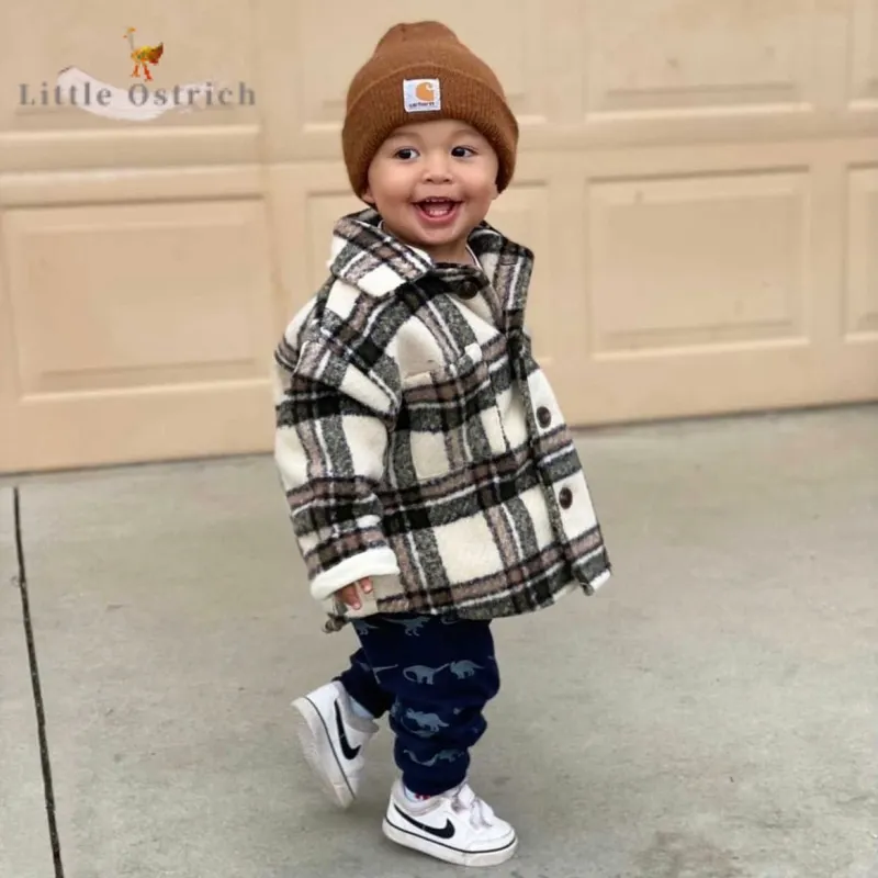 Newborn Baby Boy Girl Cotton Padded Plaid Jacket Infant Toddler Coat Winter Spring Autumn Warm Thick Outwear Baby Clothes 3M-2T