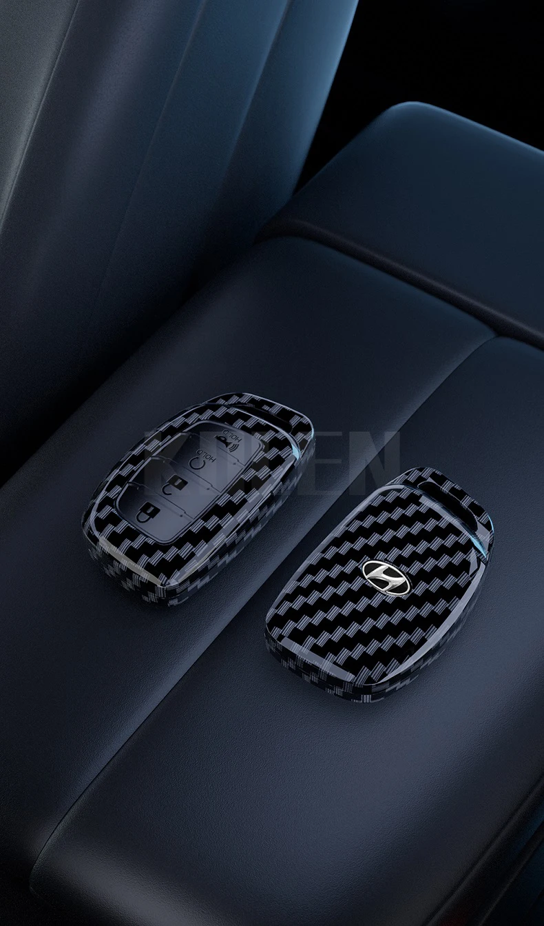 ABS Carbon Faser Auto Schlüssel Fall Abdeckung Für Hyundai Tucson Santa Fe Rena Sonata Elantra Creta Ix35 Ix45 I10 i30 I40 Zubehör Tasche – Detail 4