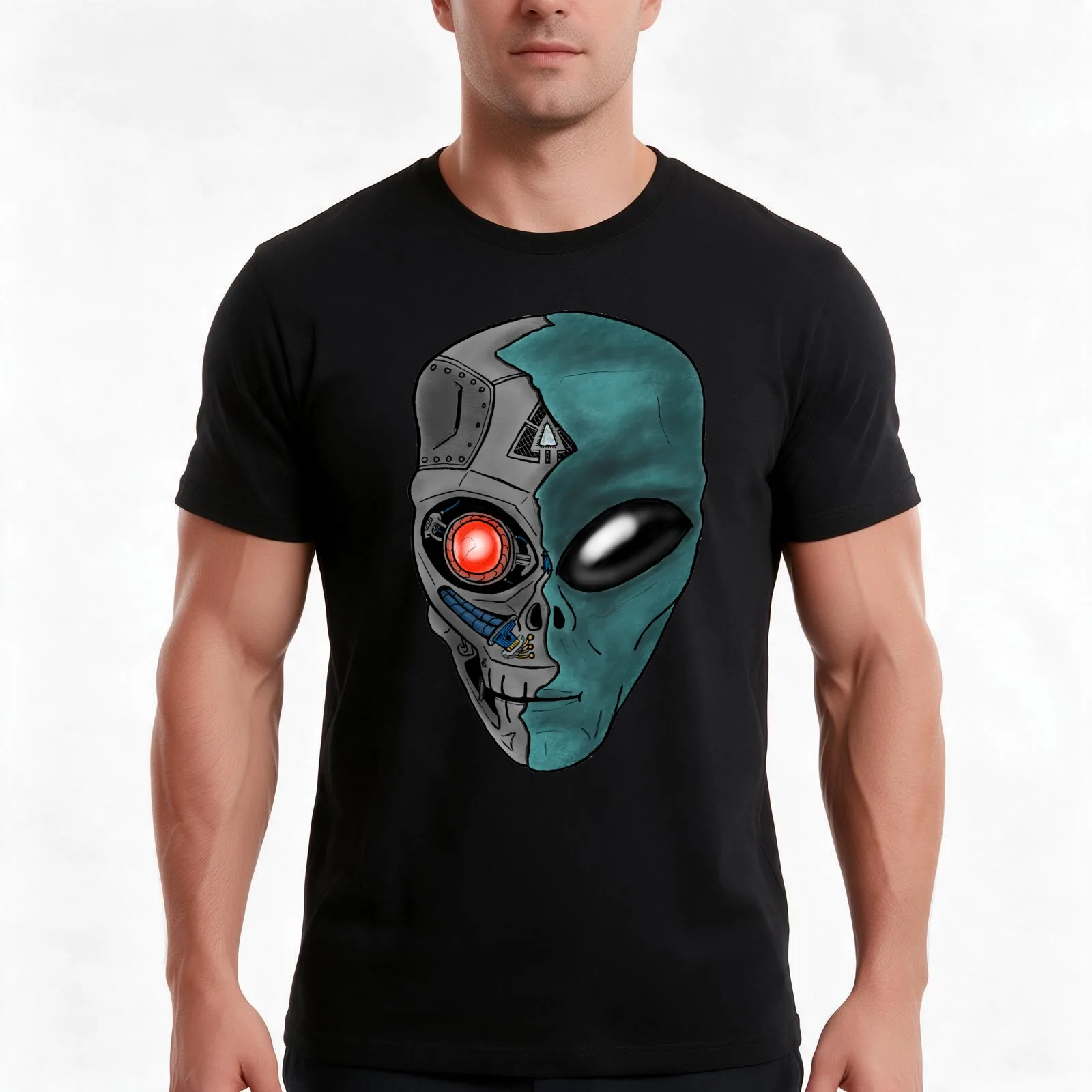 Cyborg Alien T-Shirt Summer Casual Cotton Tee, Unisex Men Women