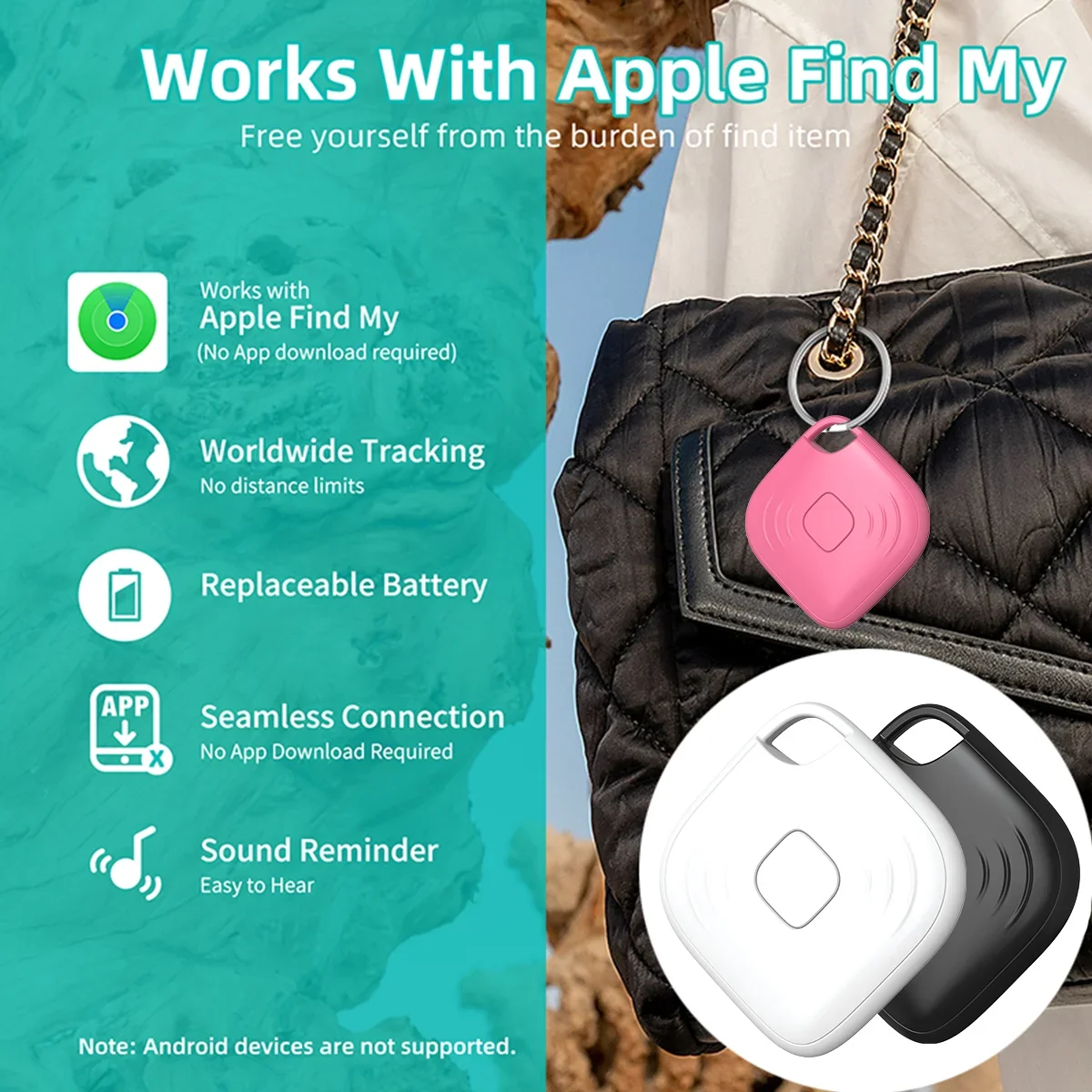 เครื่องติดตาม GPS ขนาดเล็ก สำหรับระบบ Apple iOS ใช้กับแอป Find My ค้นหากระเป๋าเงิน กุญแจ จักรยาน กระเป๋า ป้องกันการสูญหาย ตัวระบุตำแหน่งอัจฉริยะด้วยบลูทูธ