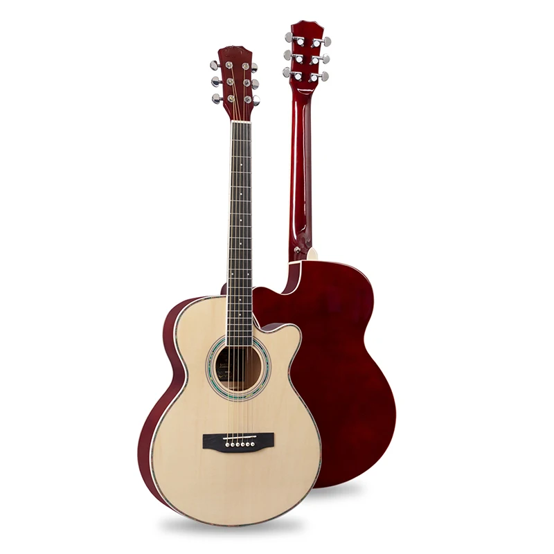 

40inch Folk Guitar Adult Beginner Acoustic Guitar Basswood Closed Knob Guitars 6Strings Glossy Surface Guitars with Brass String