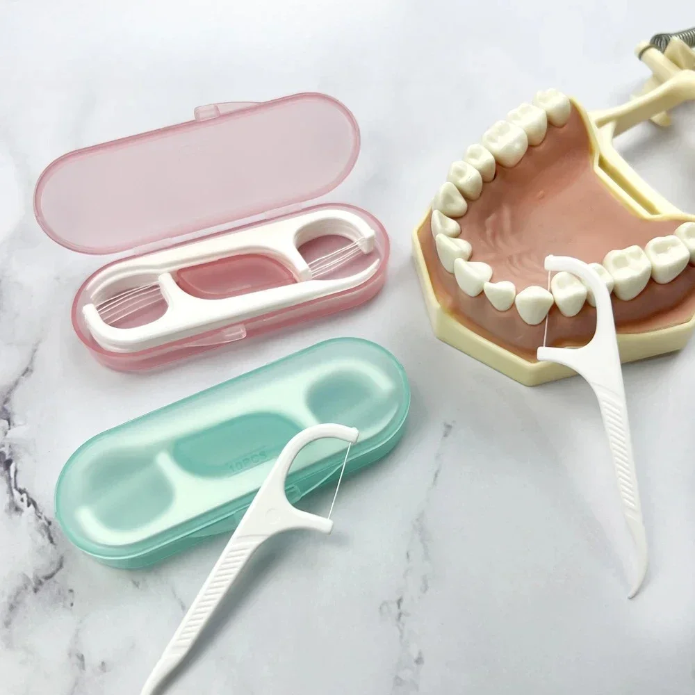 10PCS Tragbare Zähne Flosser Lagerung Box Zahnseide Pick Dispenser Reisen Praktische Sauber Zahnseide Stick Mundpflege