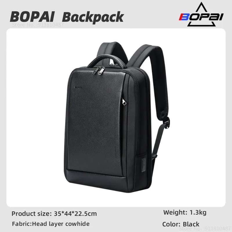 BOPAI Men Business Backpack 15.6 Inch Office Work Male Backpack USB-charging Slim Laptop Bag Waterproof Travel Shoulders Bag