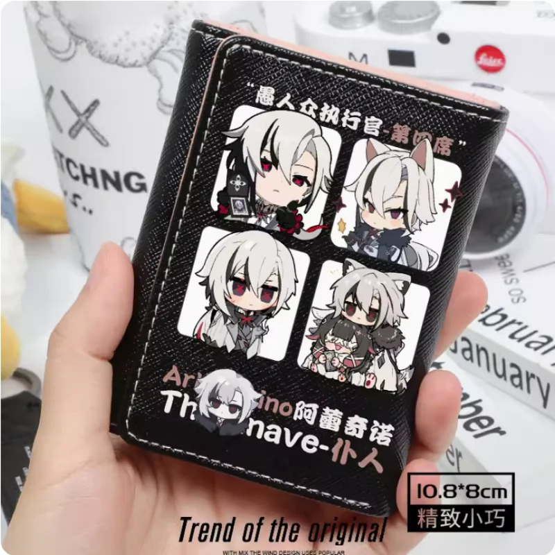 Anime Genshin Impact Arlecchino The Knave Fashion Wallets PU Purse Card Coin Hasp Money Bag Cosplay Gift B469